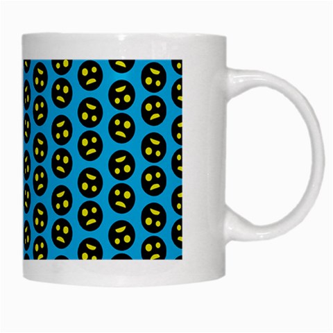 0059 Comic Head Bothered Smiley Pattern White Mugs from ArtsNow.com Right