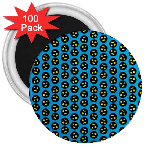 0059 Comic Head Bothered Smiley Pattern 3  Magnets (100 pack) from ArtsNow.com Front