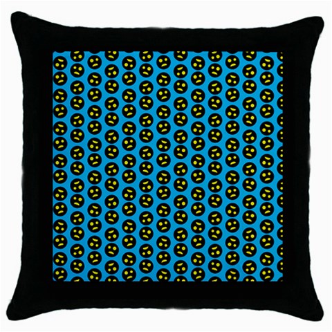 0059 Comic Head Bothered Smiley Pattern Throw Pillow Case (Black) from ArtsNow.com Front