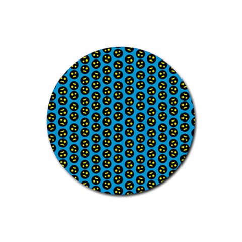 0059 Comic Head Bothered Smiley Pattern Rubber Round Coaster (4 pack)  from ArtsNow.com Front