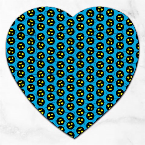 0059 Comic Head Bothered Smiley Pattern Jigsaw Puzzle (Heart) from ArtsNow.com Front