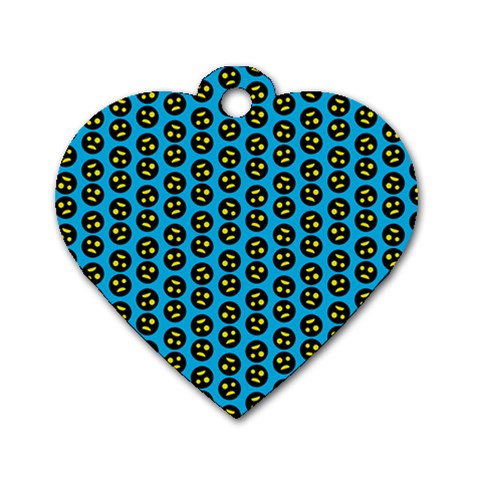 0059 Comic Head Bothered Smiley Pattern Dog Tag Heart (Two Sides) from ArtsNow.com Front