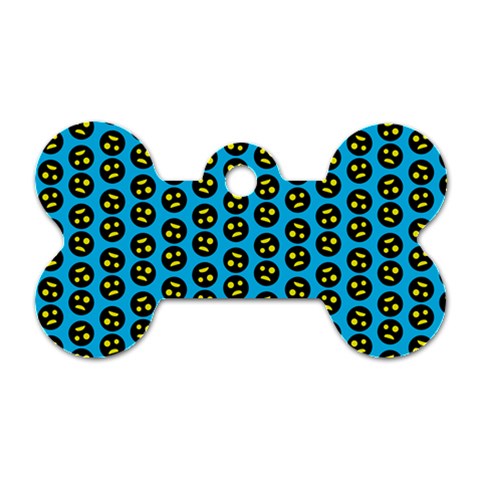 0059 Comic Head Bothered Smiley Pattern Dog Tag Bone (One Side) from ArtsNow.com Front