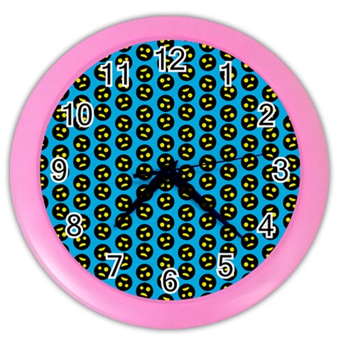 0059 Comic Head Bothered Smiley Pattern Color Wall Clock from ArtsNow.com Front