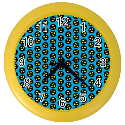 0059 Comic Head Bothered Smiley Pattern Color Wall Clock from ArtsNow.com Front