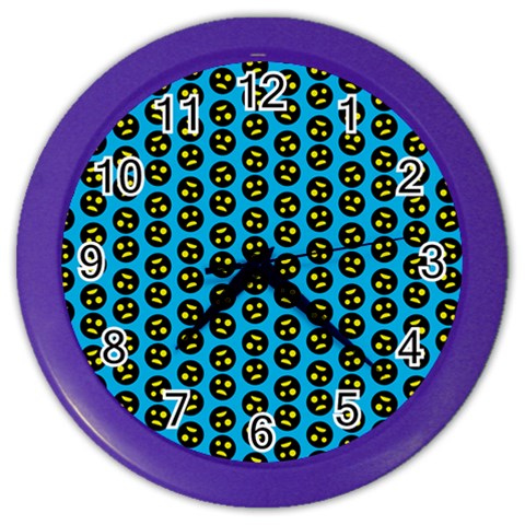 0059 Comic Head Bothered Smiley Pattern Color Wall Clock from ArtsNow.com Front