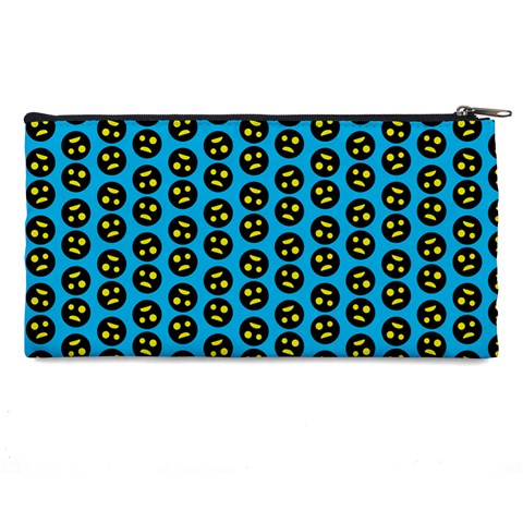 0059 Comic Head Bothered Smiley Pattern Pencil Case from ArtsNow.com Back