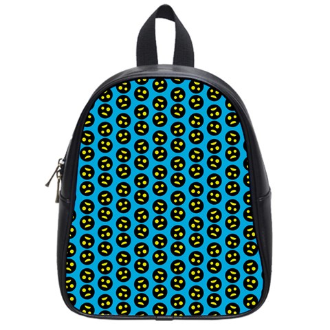 0059 Comic Head Bothered Smiley Pattern School Bag (Small) from ArtsNow.com Front