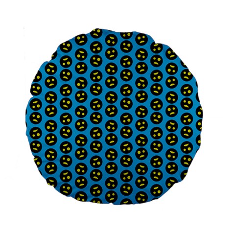 0059 Comic Head Bothered Smiley Pattern Standard 15  Premium Round Cushions from ArtsNow.com Back