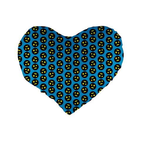 0059 Comic Head Bothered Smiley Pattern Standard 16  Premium Heart Shape Cushions from ArtsNow.com Back