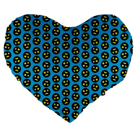 0059 Comic Head Bothered Smiley Pattern Large 19  Premium Heart Shape Cushions from ArtsNow.com Front