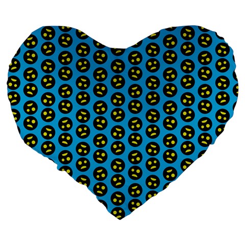 0059 Comic Head Bothered Smiley Pattern Large 19  Premium Heart Shape Cushions from ArtsNow.com Back