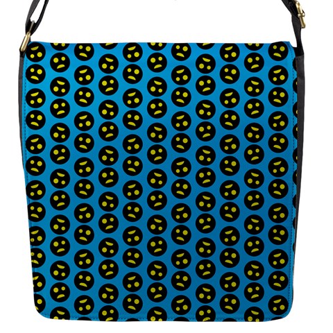 0059 Comic Head Bothered Smiley Pattern Flap Closure Messenger Bag (S) from ArtsNow.com Front