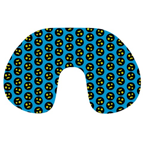 0059 Comic Head Bothered Smiley Pattern Travel Neck Pillow from ArtsNow.com Back