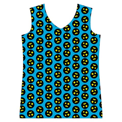 0059 Comic Head Bothered Smiley Pattern Women s Basketball Tank Top from ArtsNow.com Front