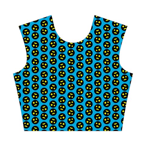 0059 Comic Head Bothered Smiley Pattern Cotton Crop Top from ArtsNow.com Front