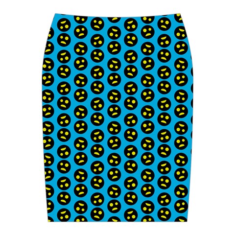 0059 Comic Head Bothered Smiley Pattern Midi Wrap Pencil Skirt from ArtsNow.com Back