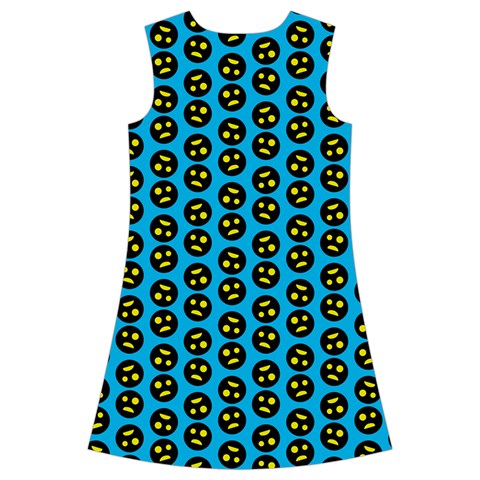 0059 Comic Head Bothered Smiley Pattern Kids  Short Sleeve Velvet Dress from ArtsNow.com Back