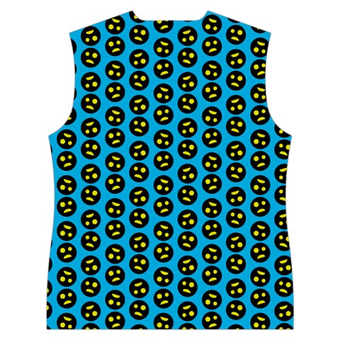 0059 Comic Head Bothered Smiley Pattern Women s Button Up Vest from ArtsNow.com Back