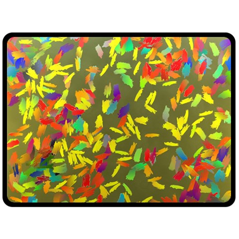 Colorful brush strokes painting on a green background                                                   Fleece Blanket from ArtsNow.com 80 x60  Blanket Front