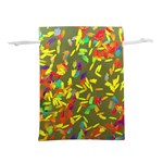 Colorful brush strokes painting on a green background                                                Lightweight Drawstring Pouch (L)