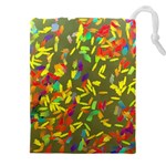 Colorful brush strokes painting on a green background                                                Drawstring Pouch (5XL)