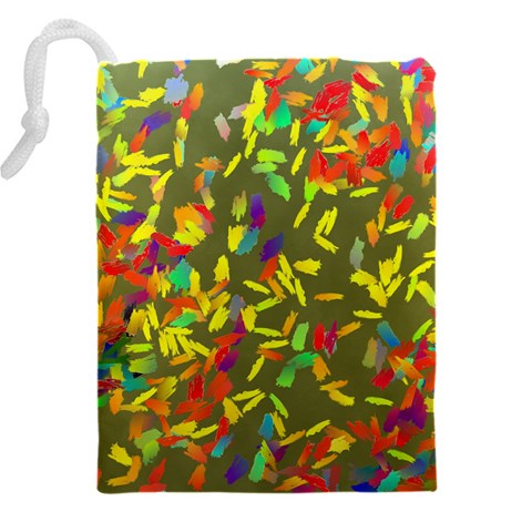 Colorful brush strokes painting on a green background                                                Drawstring Pouch (5XL) from ArtsNow.com Back