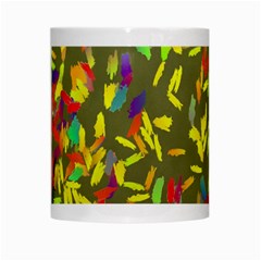 Colorful brush strokes painting on a green background                                                    White Mug from ArtsNow.com Center