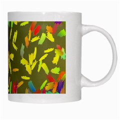 Colorful brush strokes painting on a green background                                                    White Mug from ArtsNow.com Right