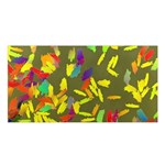 Colorful brush strokes painting on a green background                                                Satin Shawl