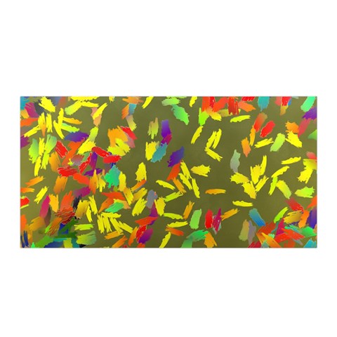 Colorful brush strokes painting on a green background                                                   Satin Wrap from ArtsNow.com Front