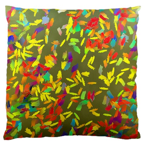 Colorful brush strokes painting on a green background                                                   Standard Flano Cushion Case (Two Sides) from ArtsNow.com Front