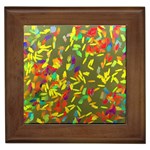 Colorful brush strokes painting on a green background                                                    Framed Tile