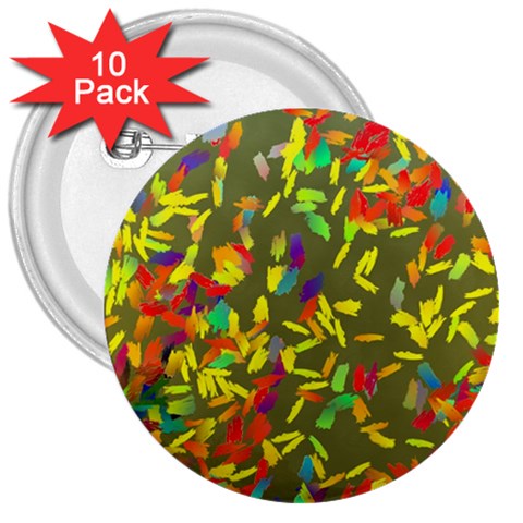 Colorful brush strokes painting on a green background                                                    3  Button (10 pack) from ArtsNow.com Front