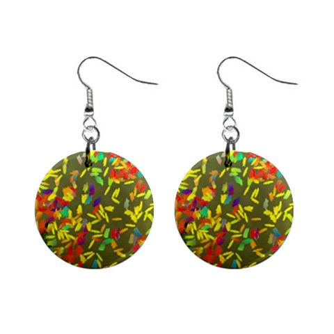 Colorful brush strokes painting on a green background                                                    1  Button Earrings from ArtsNow.com Front