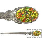 Colorful brush strokes painting on a green background                                                    Letter Opener