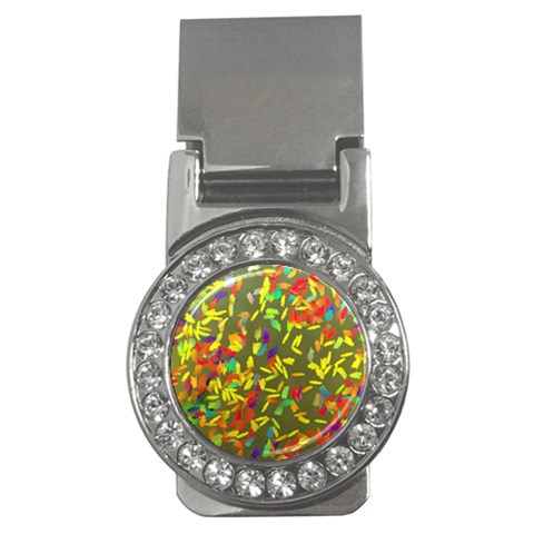 Colorful brush strokes painting on a green background                                                    Money Clip (CZ) from ArtsNow.com Front