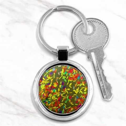 Colorful brush strokes painting on a green background                                                    Key Chain (Round) from ArtsNow.com Front