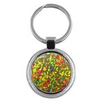 Colorful brush strokes painting on a green background                                                    Key Chain (Round)