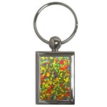 Colorful brush strokes painting on a green background                                                    Key Chain (Rectangle)