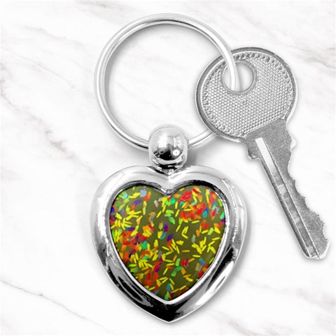 Colorful brush strokes painting on a green background                                                    Key Chain (Heart) from ArtsNow.com Front