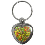 Colorful brush strokes painting on a green background                                                    Key Chain (Heart)