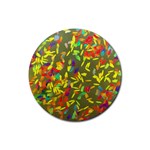 Colorful brush strokes painting on a green background                                                    Rubber Coaster (Round)