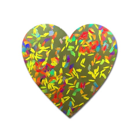 Colorful brush strokes painting on a green background                                                    Magnet (Heart) from ArtsNow.com Front