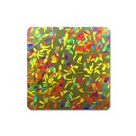 Colorful brush strokes painting on a green background                                                    Magnet (Square)