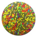 Colorful brush strokes painting on a green background                                                    Magnet 5  (Round)