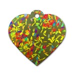 Colorful brush strokes painting on a green background                                                    Dog Tag Heart (One Side)