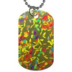 Colorful brush strokes painting on a green background                                                    Dog Tag (One Side)