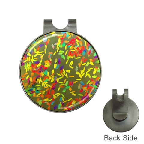 Colorful brush strokes painting on a green background                                                    Golf Ball Marker Hat Clip from ArtsNow.com Front