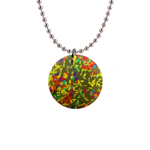 Colorful brush strokes painting on a green background                                                    1  Button Necklace from ArtsNow.com Front